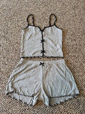 NWOT popular21 Ribbed Cami & Short Sleep Set - Light Gray with Black Trim